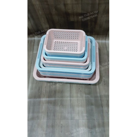 Rổ Nhựa Chữ Nhật Cao Màu Pastel Hàn Quốc Nhiều Kích Cỡ