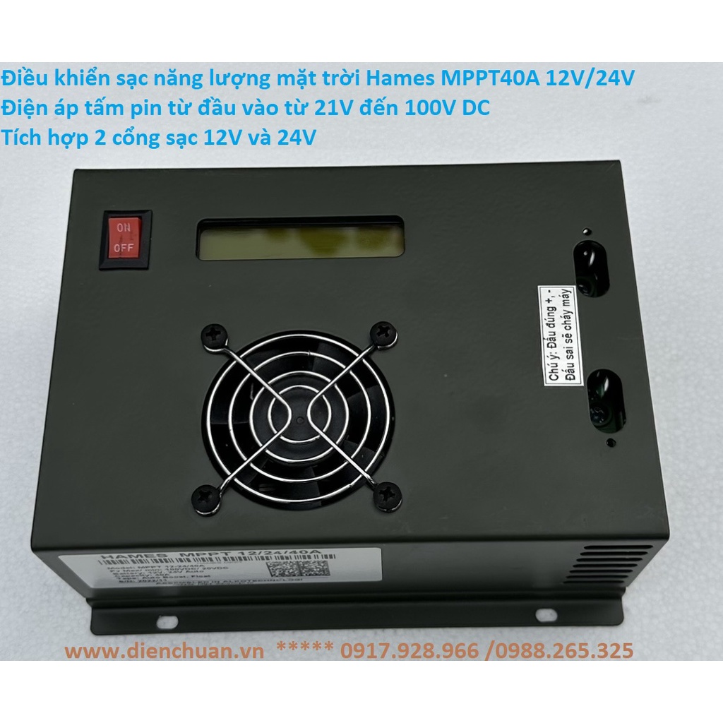 Điều khiển sạc pin năng lượng mặt trời MPPT40A 12V/24V (Hames MPPT12/24/40A)