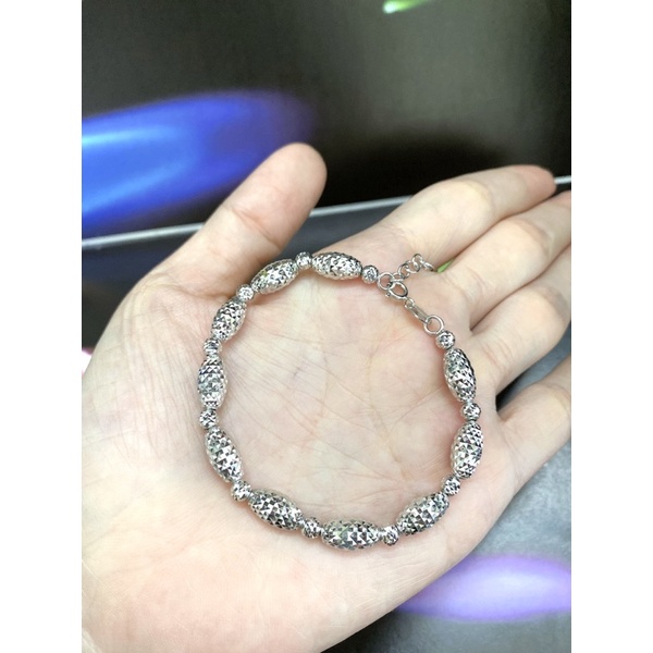 Lắc tay nữ 6 khắc máy xi bạch kim - Bạc Ý 925 xi bạch kim