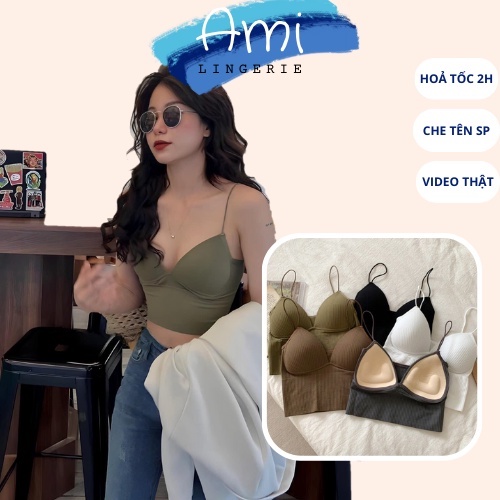 Áo 2 dây mút ngực len tăm , áo dây bra có mút sexy hot trend