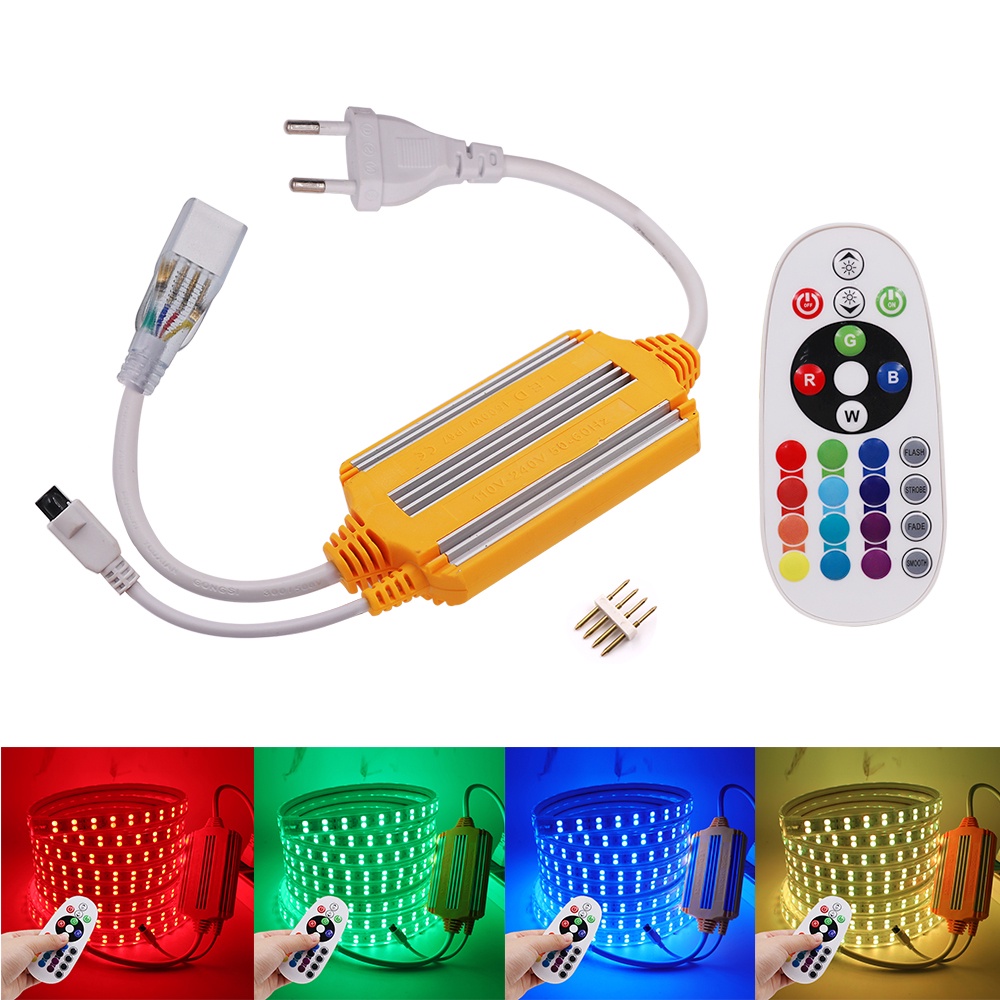 220V Chống Nước IP68 RGB Dimmer 1500W 24Key RGB Bộ Điều Khiển Với Phích Cắm EU Điều Khiển Từ Xa Cho 