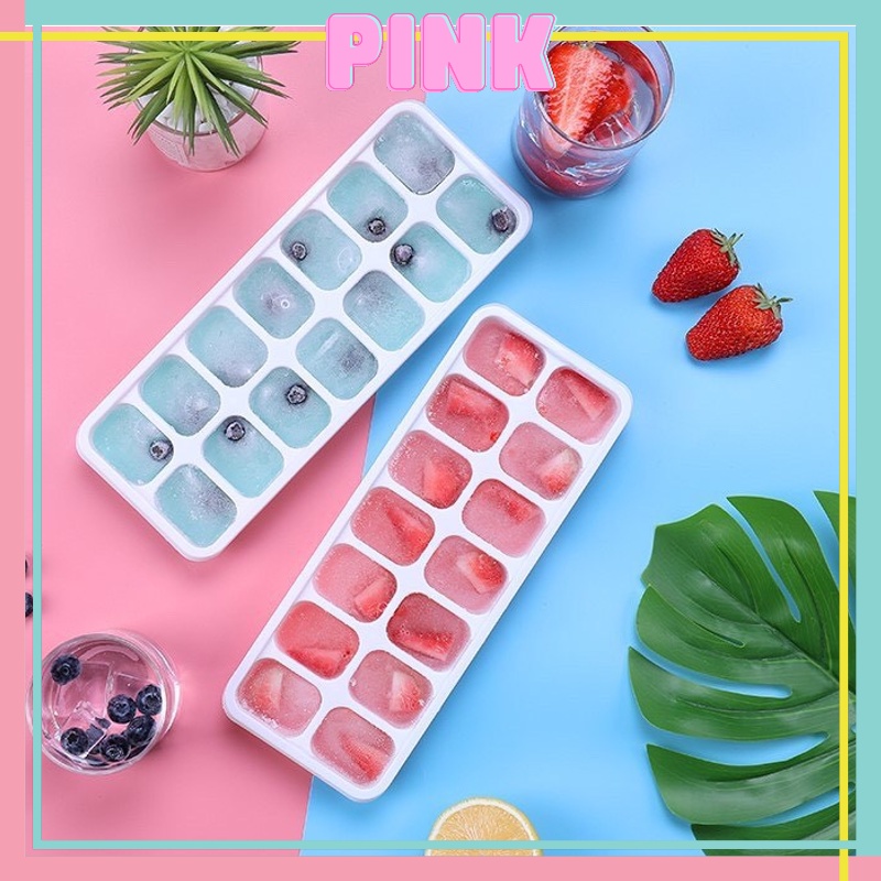 Khay Làm Đá Silicon Có Nắp Đậy 14 Viên Bảo Quản Chống Mùi PINKWISH B320