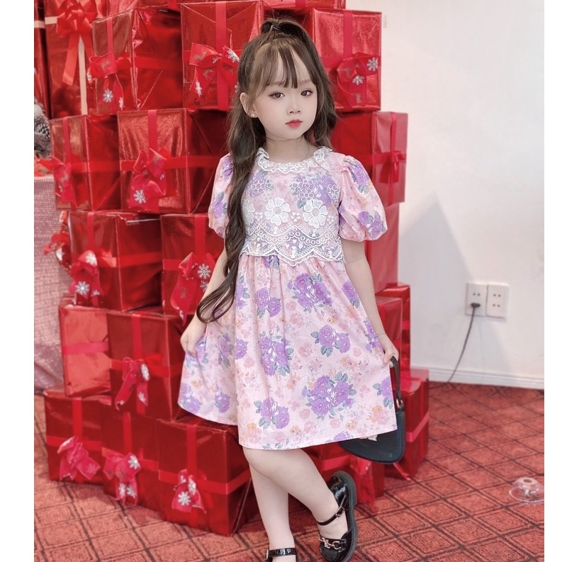 Váy cho bé gái Mykids Váy Thiết Kế Hoa Ren Viền Đầm Công Chúa  siêu xinh cho trẻ em từ 0.1.2.3.4.5.6.7.8.9.10 tuổi