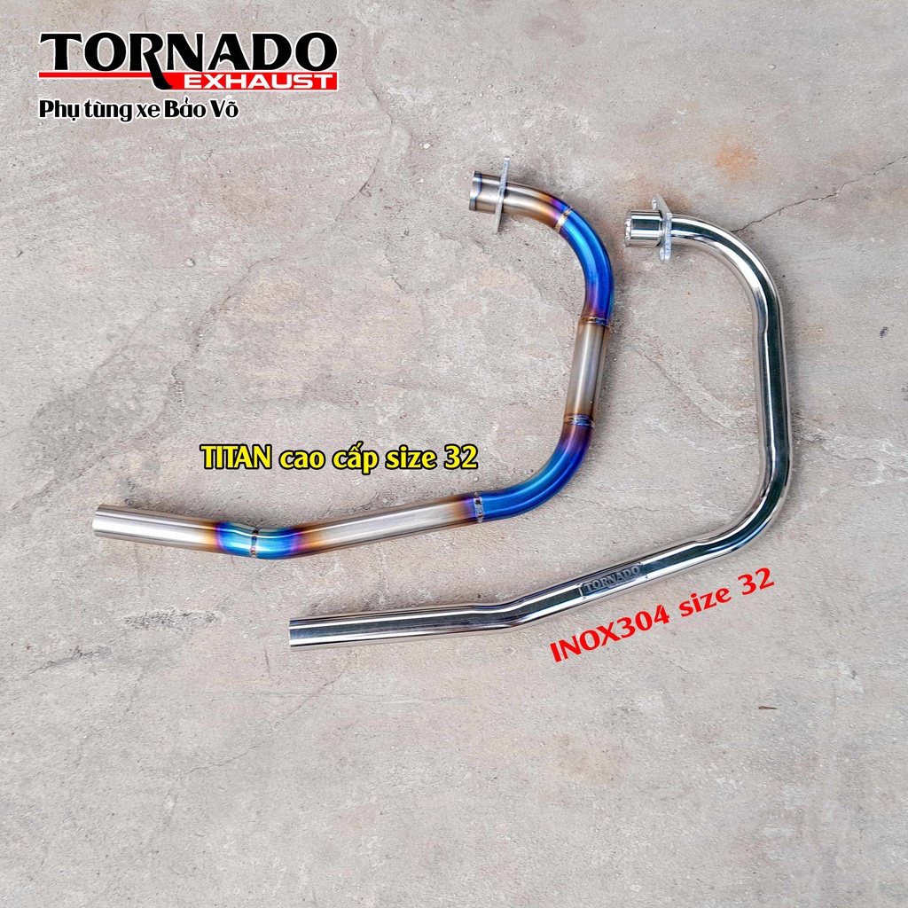 Cổ pô Husky 125 và Wolf 125 TORNADO vật liệu titan và inox304