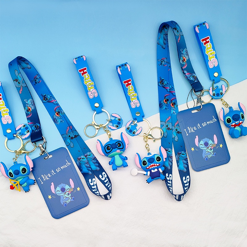 Hoạt Hình Stitch ID Bảo Vệ Thẻ Có Dây Đeo Cổ, Móc Khóa 3D Dễ Thương Cho Thẻ Sinh Viên Thẻ ID Hộp Đựn