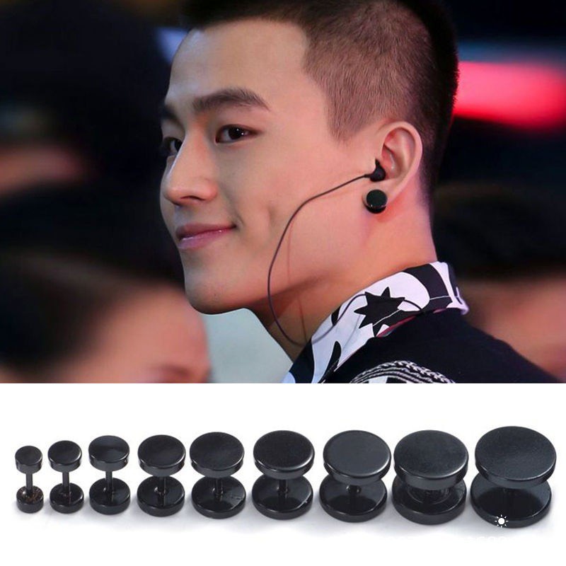 Khuyên tai xỏ lỗ hình quả tạ - Bông tai nam nữ xỏ lỗ tròn trơn đơn giản, cực chất (1 chiếc) KT017