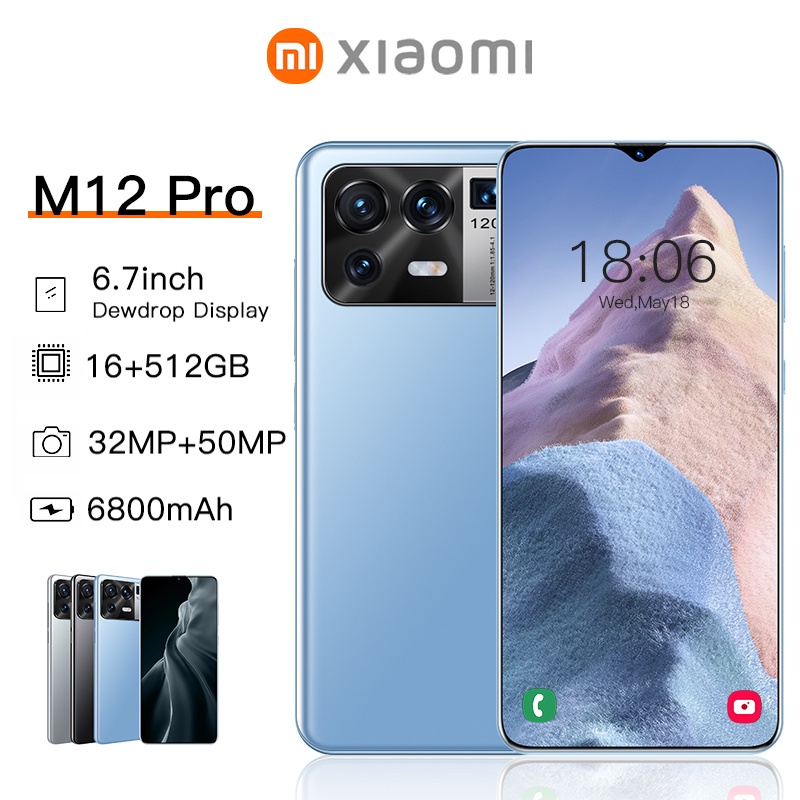 Điện thoại di động M12 pro mới nguyên bản 12+512GB smartphone bán điện thoại chơi game thẻ kép Android 5G COD