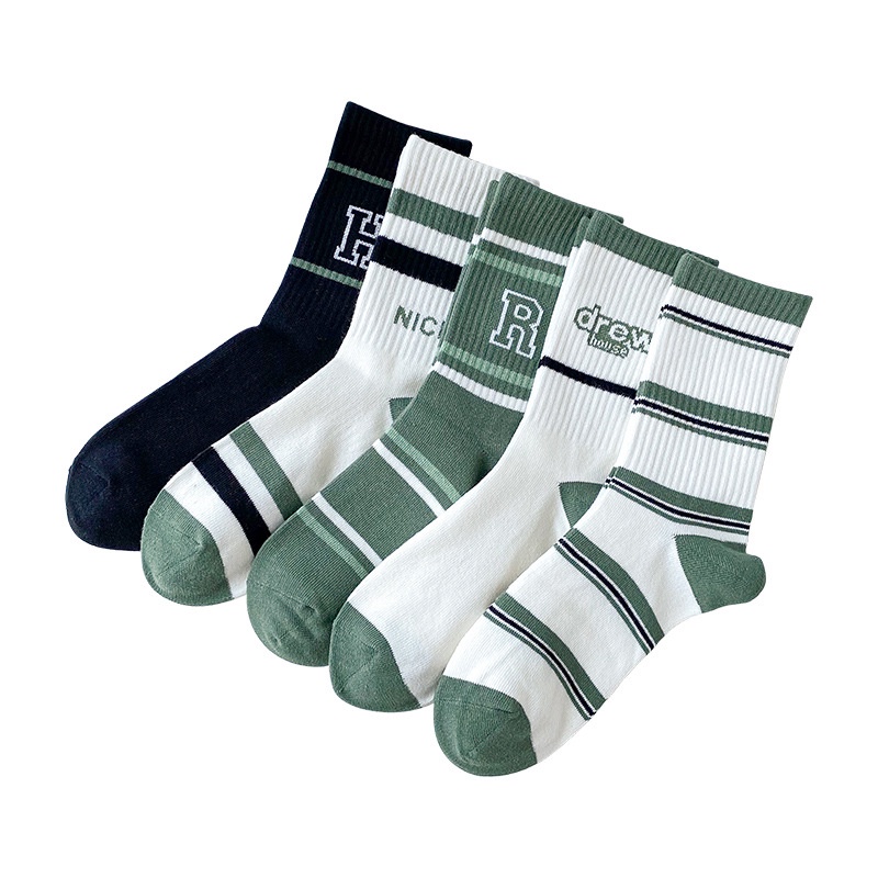 Vớ Cotton Cổ Cao Họa Tiết Kẻ Sọc Thời Trang Thu Đông Cho Nam