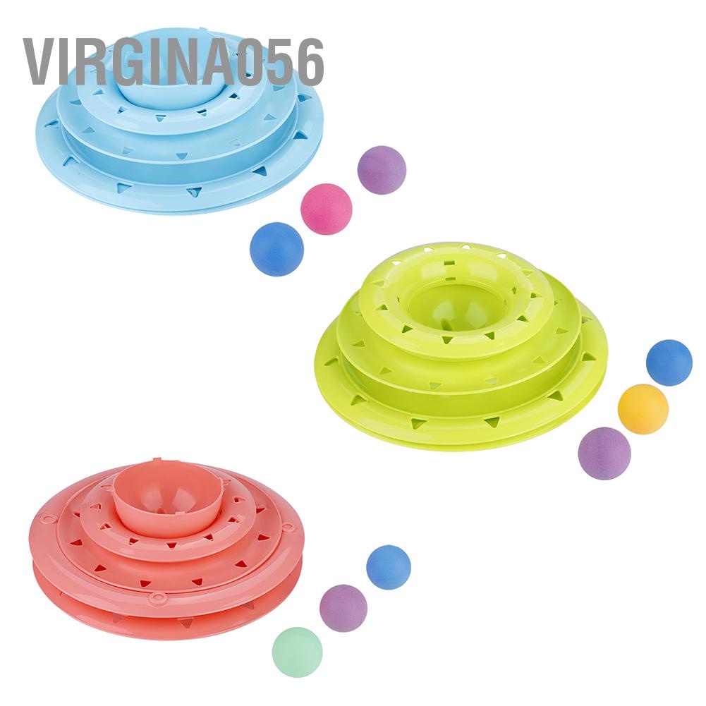 Virgina056 Nhựa tách rời chống trượt Phim hoạt hình dễ thương Ba lớp Đồ chơi mèo bàn xoay