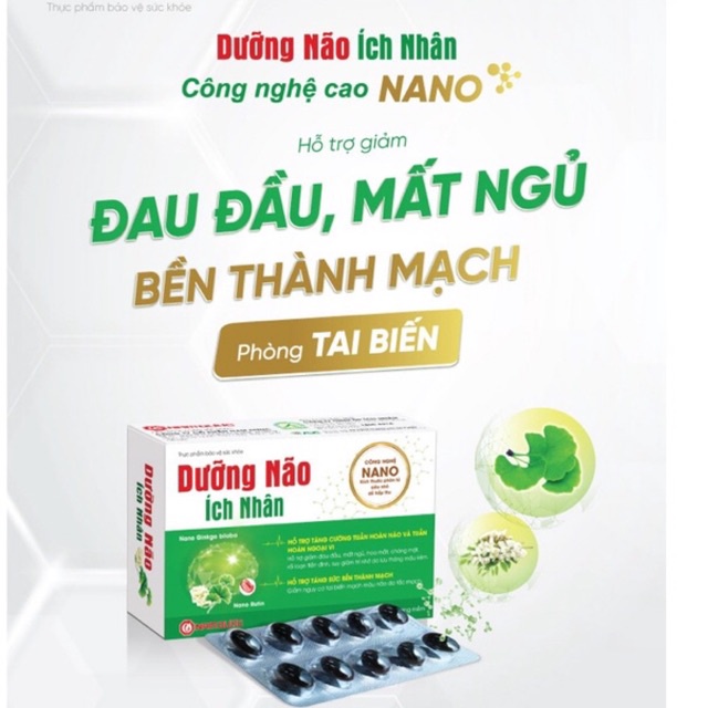 Dưỡng não ích nhân hỗ trợ giảm đau đầu, mất ngủ; giúp bền thành mạch, giảm nguy cơ tai biến, tăng cường tuần hoàn não