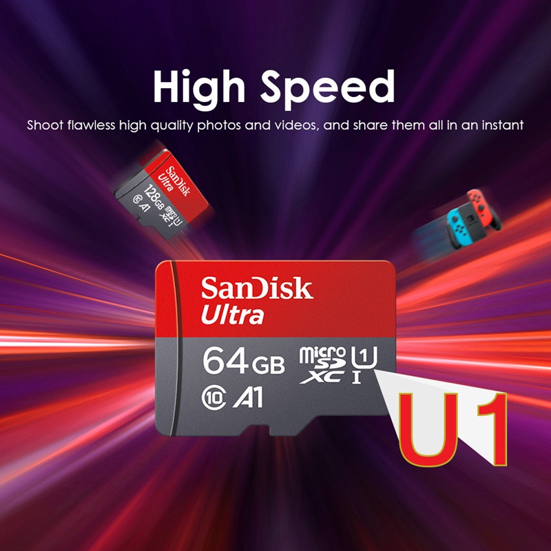 Thẻ Nhớ Sandisk Ultra 256GB 1TB 512GB 1TB MicroSD 120MB / s Tốc Độ Cao Cho Máy Chơi Game Nintendo Switch 256GB