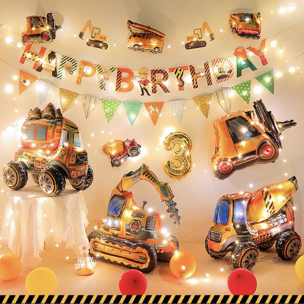 SET TRANG TRÍ SINH NHẬT BÉ TRAI Ô TÔ SET BÓNG BAY CHO PHỤ KIỆN DECOR HAPPY BIRTHDAY