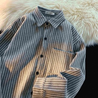 Áo Flannel chất liệu nỉ dày dặn, Áo sơ mi HOMME sọc kẻ oversize