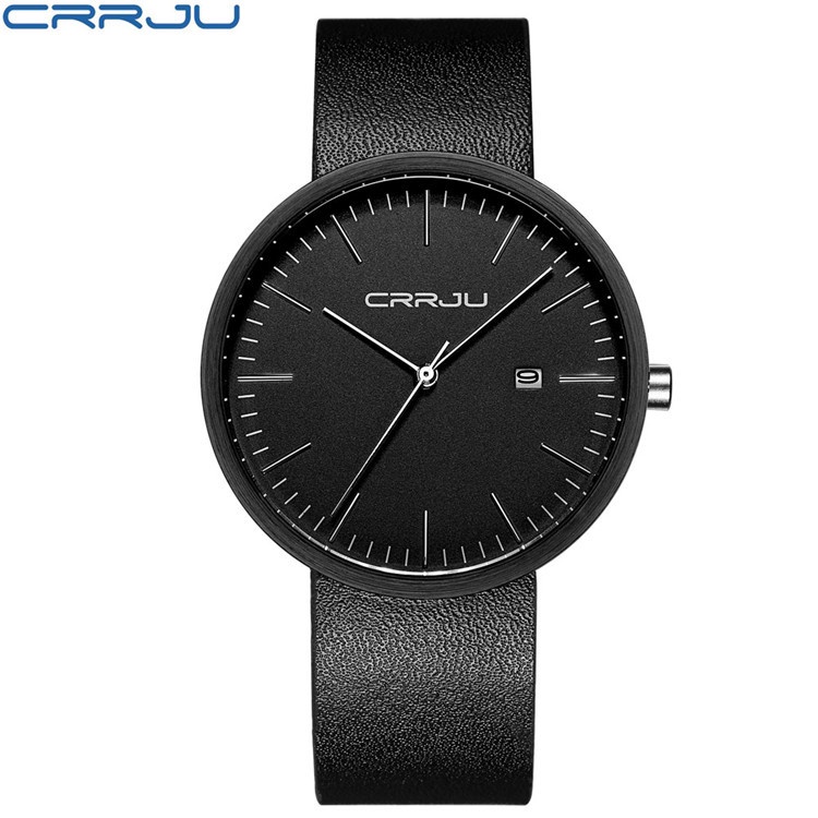 Đồng Hồ Quartz CRRJU Chống Thấm Nước Với Dây Đeo Da 2128X
