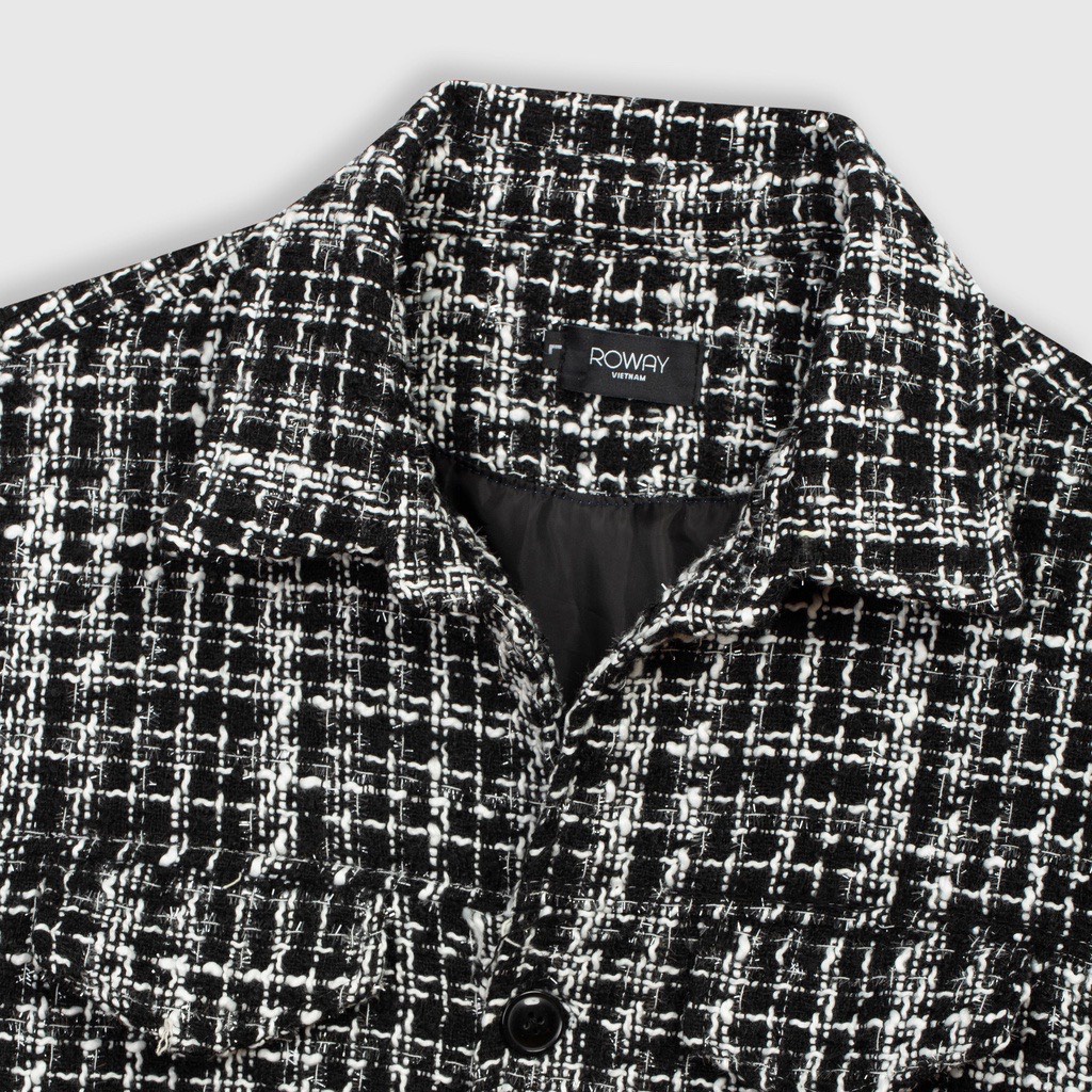 Áo khoác dạ nam 2 lớp màu Ghi Đen chất liệu dạ TWEED nhập khẩu