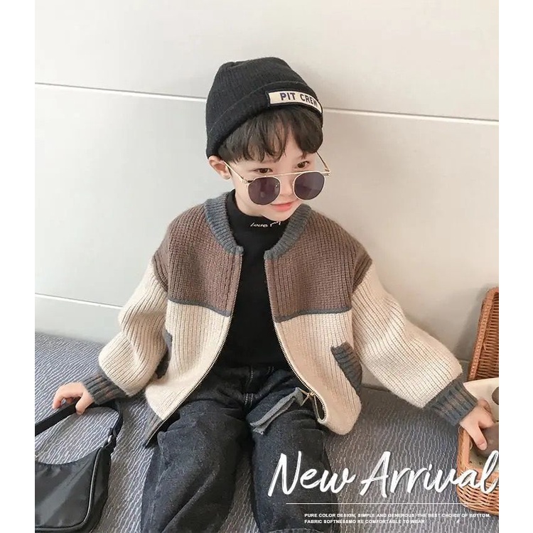 Áo Khoác Cardigan Dệt Kim Phong Cách Hàn Quốc Thời Trang Xuân Thu 2023 Mới Cho Bé Trai