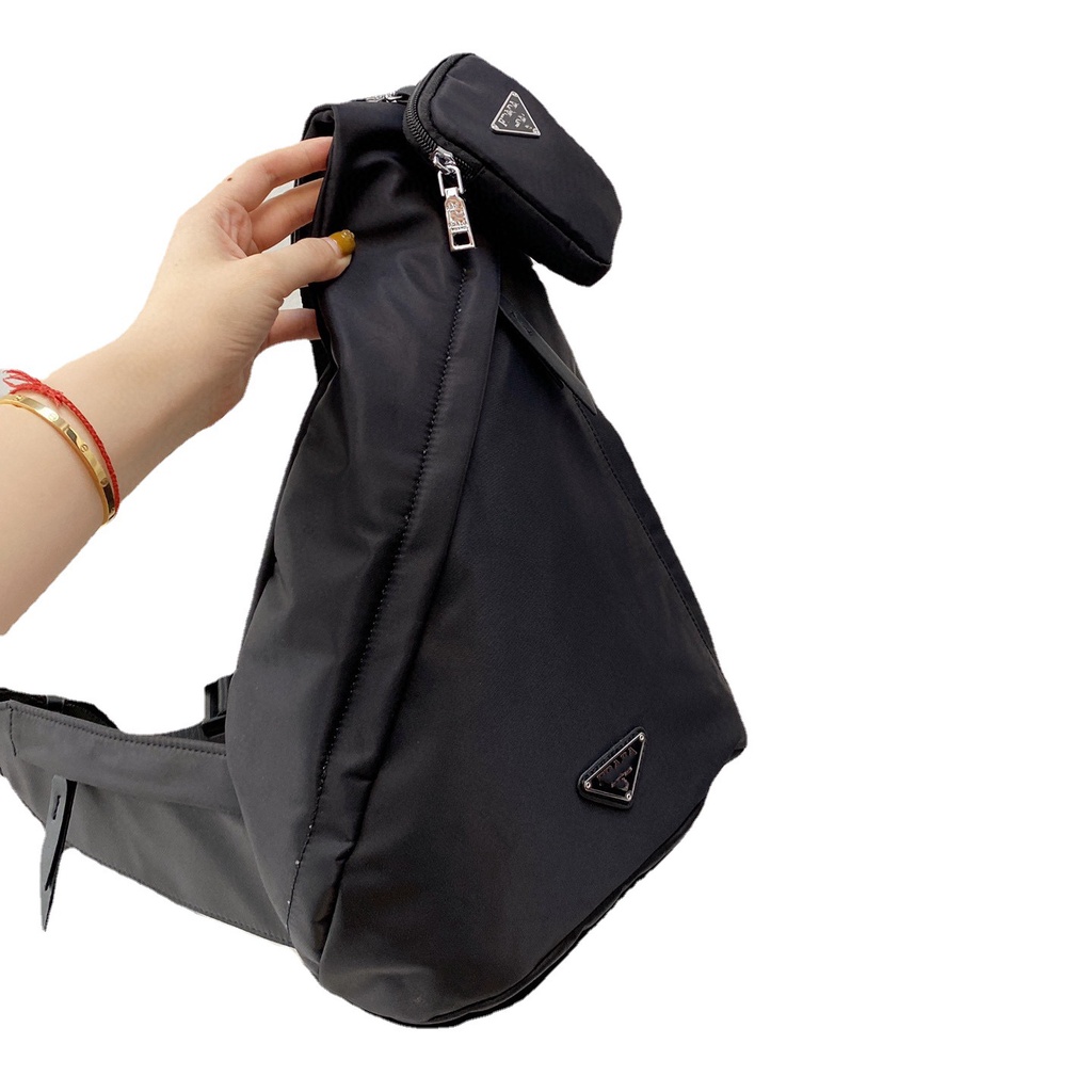 MDP9 PRADA messenger bag men's trendy ins Korean style street chest bag women's Street Fashion shoulder bag personalized fashion casual small bag