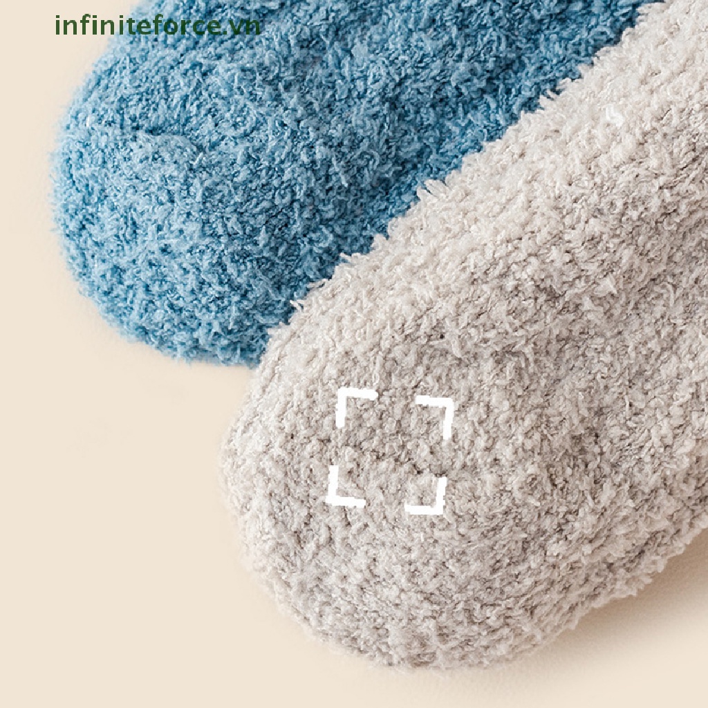 1 Đôi Tất Lông Cừu San Hô Dày Giữ Ấm Họa Tiết Hoạt Hình Dễ Thương