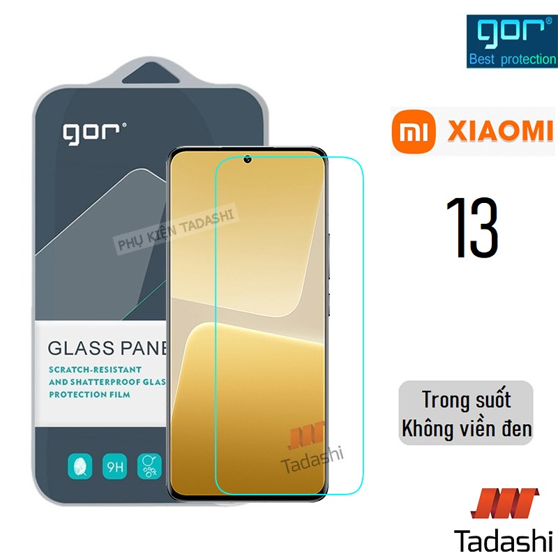 Kính Cường Lực Gor Xiaomi 13, Xiaomi 12T/ 12T Pro, Xiaomi 12 Lite Trong Suốt Không Viền Đen 9H/ Vát 2.5D - Hãng Gor
