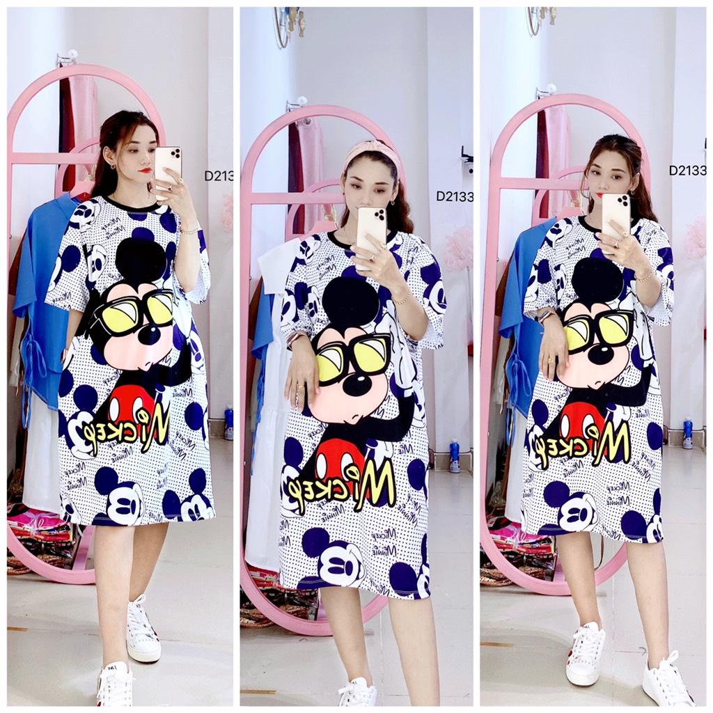 (55kg đến 85kg) Đầm Suông Thun Co Giãn 3D Big Size, Hàng Shop bao đẹp - D2133