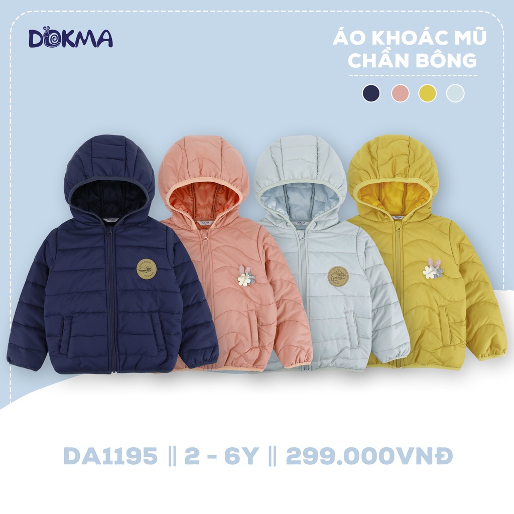2-6Y Áo phao, áo khoác mũ chần bông Dokma DA1195