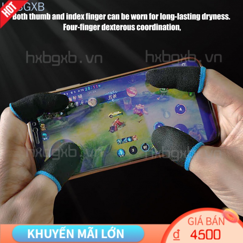 Set 2 găng ngón tay dệt kim co giãn chống mồ hôi để chơi game tiện lợi