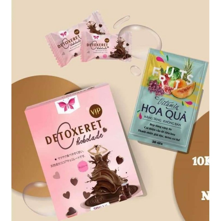 Socola giảm cân Detoxeret Chokolade. Tách lẻ 10 viên.Giảm 2_4 kg sau khi sử dụng 10 viên kẹo