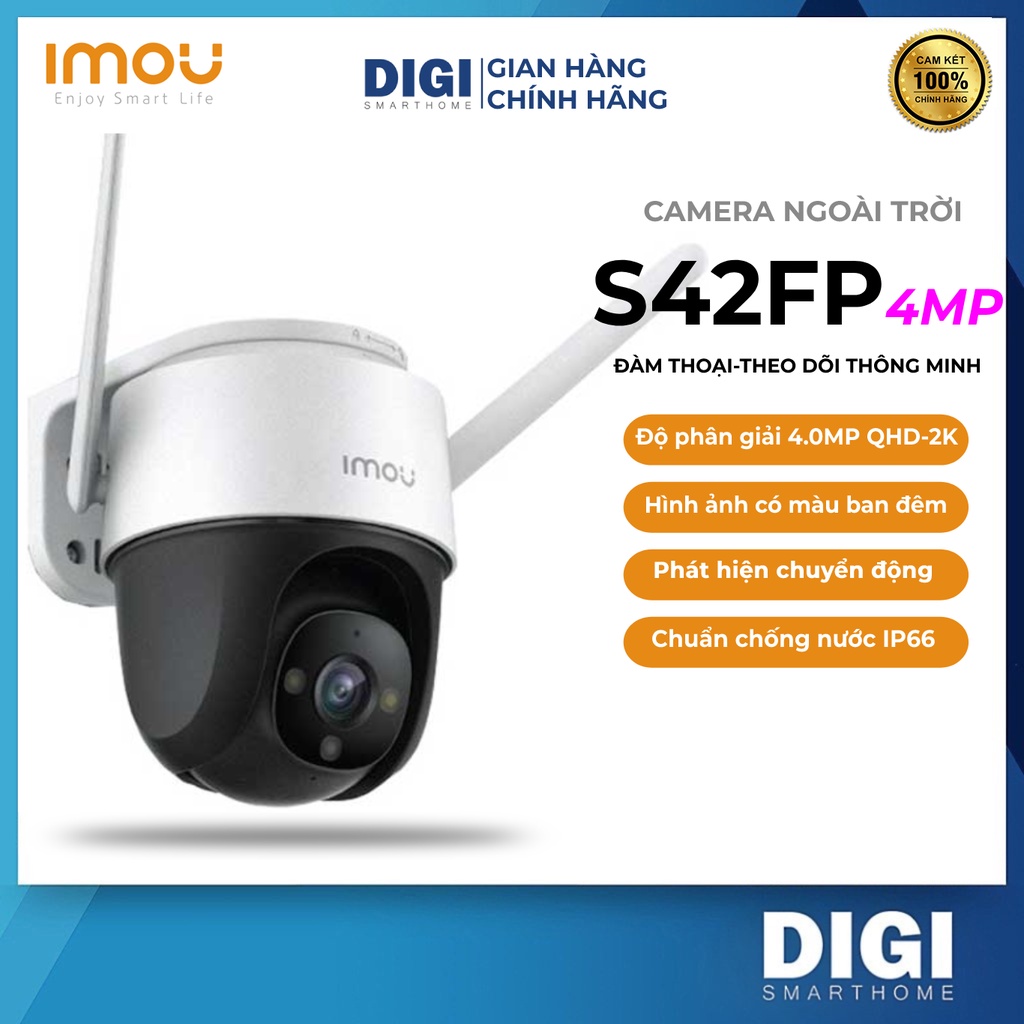 [FREESHIP] Camera Wifi IMOU S42FP 4M 2K - Thu Âm- Ban Đêm Có Màu- Góc