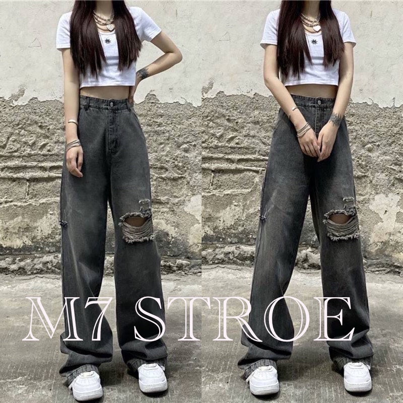 Quần bò ống rộng nữ cạp cao M7 quần jeans ống rộng lưng cao, vải bò dày đẹp , không giãn ,dáng suông M736 | BigBuy360 - bigbuy360.vn