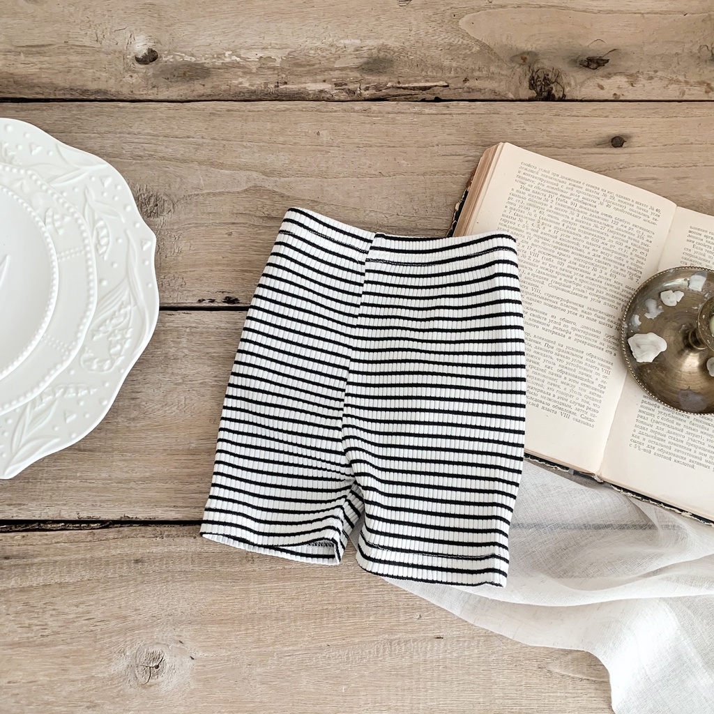 Quần Short Thể Thao Bằng Cotton Màu Trơn In Họa Tiết Kẻ Sọc Thời Trang Dành Cho Bé Trai Gái 0-2 Tuổi