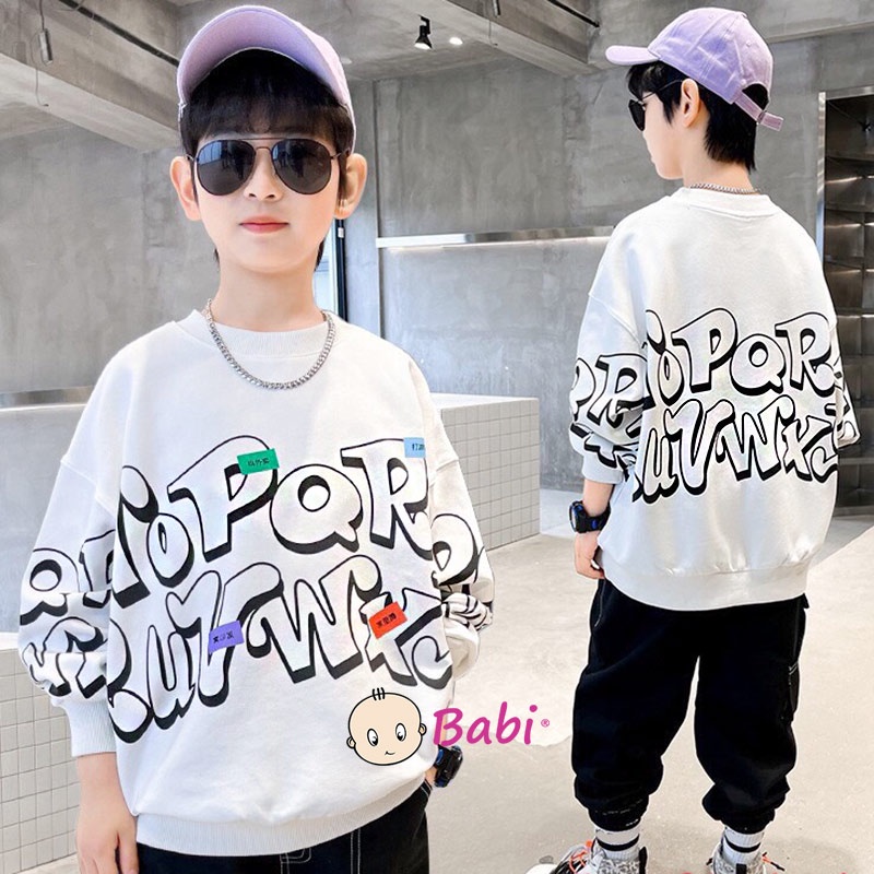 Áo sweater tay dài phong cách Hàn Quốc thời trang xuân thu cho bé trai size đại 20-55kg