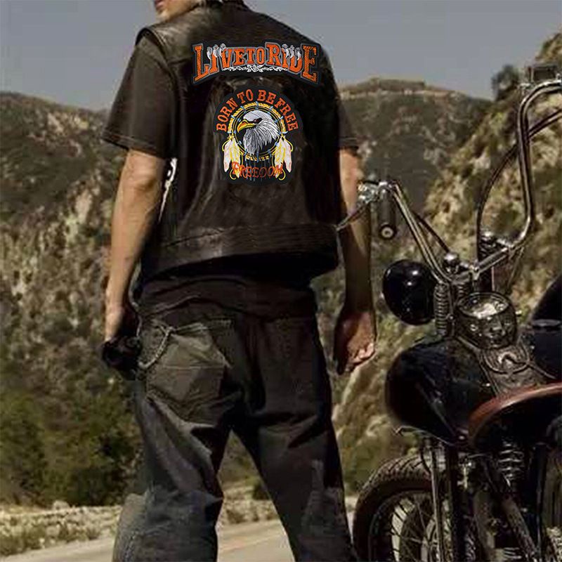 Áo Khoác Da Không Tay Cổ Đứng Màu Trơn Phong Cách punk Cho Người Đi Mô Tô Harley LIVE TO RIVE | BigBuy360 - bigbuy360.vn