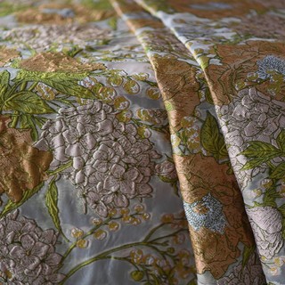 Vải gấm dệt nổi nền organza hoạ tiết hoa mùa xuân