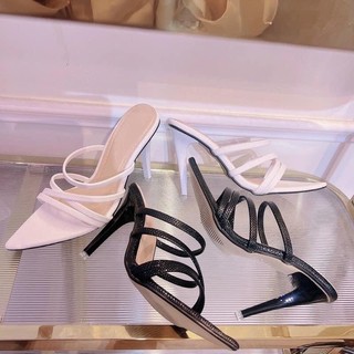 Guốc cao gót da vân cao 9cm Giày 2T