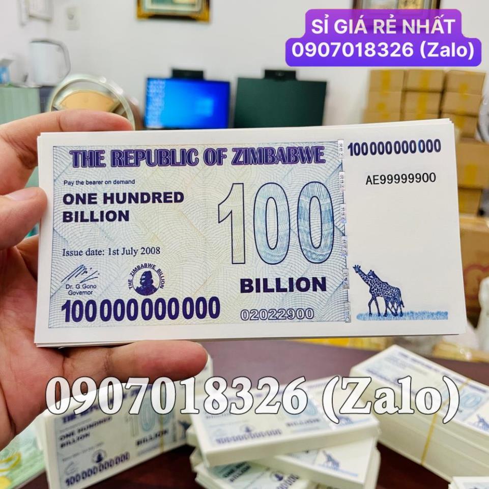 [HÓT] Tờ tiền lưu niệm Zimbabwe 100 Tỷ Đô la siêu khủng , cực độc làm quà tặng , lì xì Tết , Giá Sỉ