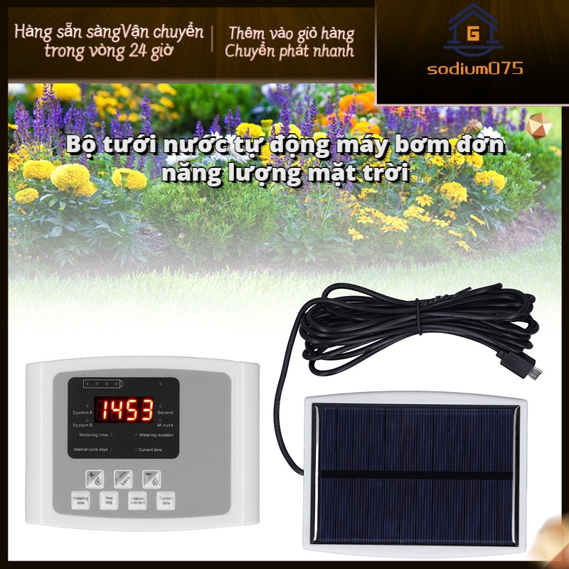 Máy tưới cây tự đông - Hệ thống tưới cây tự động Thời gian nước Năng lượng mặt trời Sạc USB