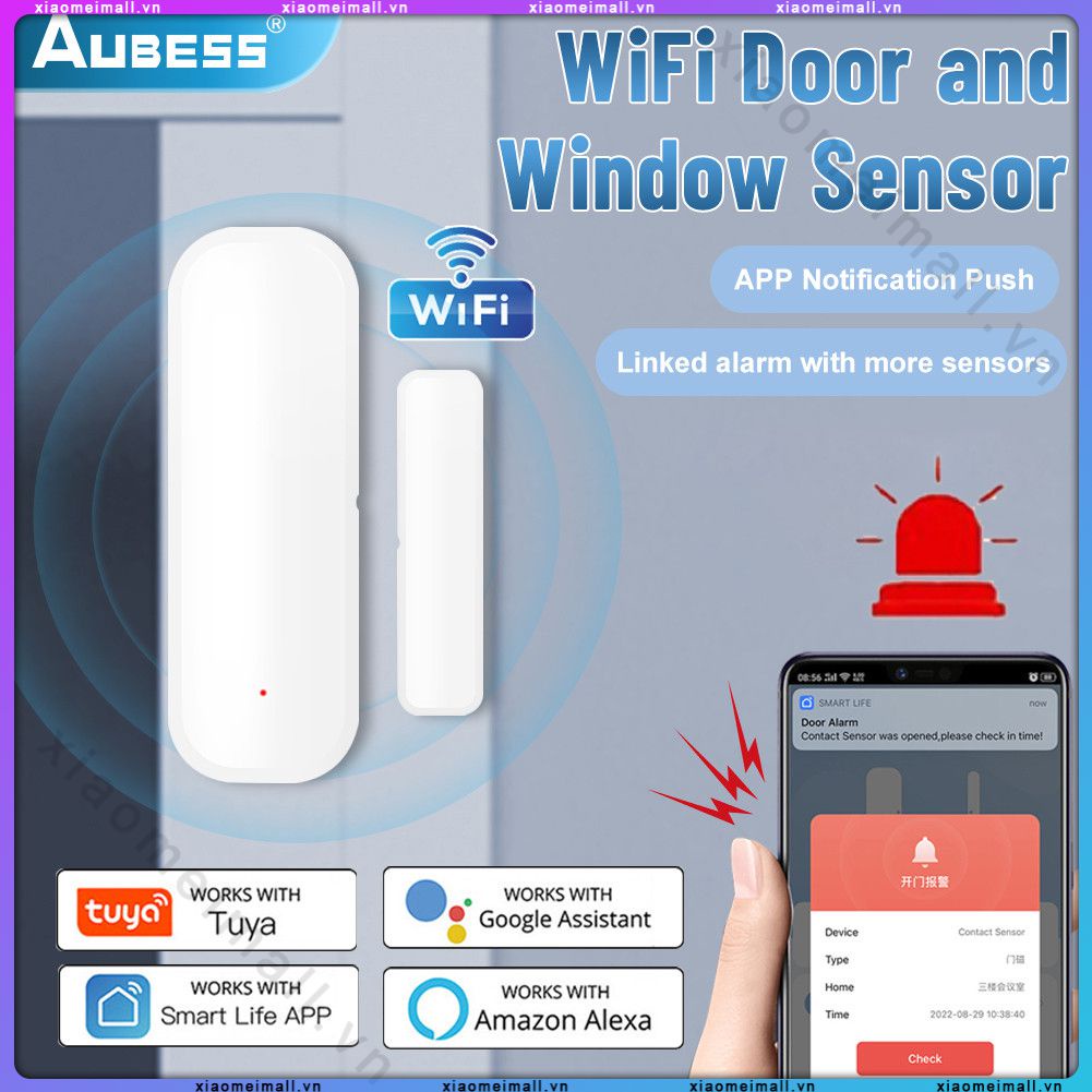 Tuya Cảm Biến Cửa Và Cửa Sổ Hỗ Trợ Wifi Báo Động App Tin Nhắn Đẩy Từ Xa Liên Kết Thông Minh Dễ Dàng Để Cài Đặt Giám Sát An Toàn Gia Đình Thông Minh (Xiaomeimall)
