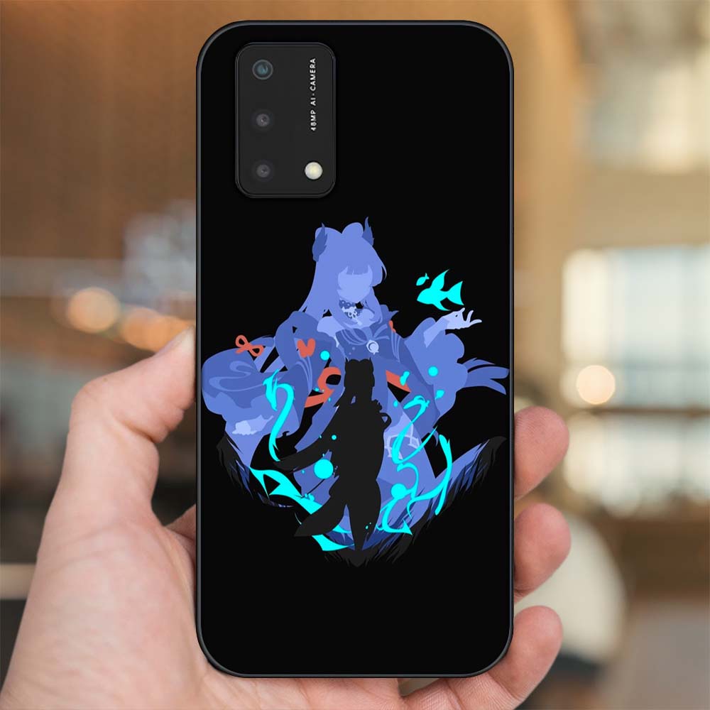 Ốp lưng Oppo A74, A93 5G, A95 viền đen in hình Sangonomiya Kokomi Genshin Impact