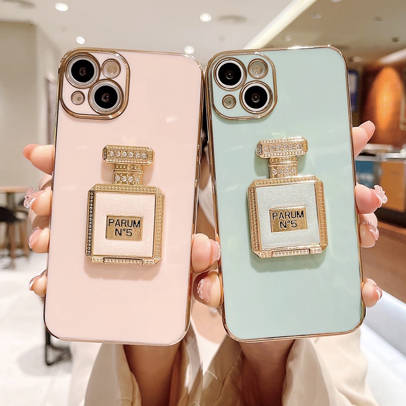 IPhone 11 Pro MAX SE 2020 X XS XR 6 6S 7 8 Plus 2022 Compatible Cho Ốp lưng điện thoại In Hình Mirror Perfume Folding Bracket