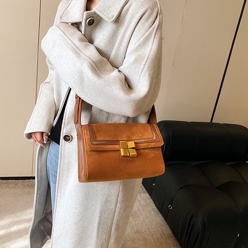 Túi Đeo Chéo Dáng Vuông Nhỏ Màu Xanh Dương Phong Cách retro Đường Phố Cho Nữ