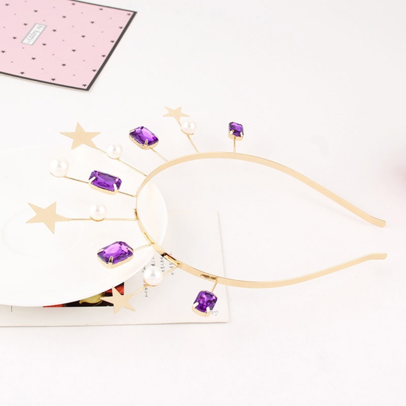 Flgo Băng Đô Hợp Kim Hình Ngôi Sao Đính Đá Ngọc Trai Lấp Lánh Cho Nữ