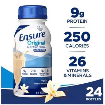Sữa Ensure nước hương Vani Ensure Original Vanilla 237ml Thùng 24 chai của Mỹ