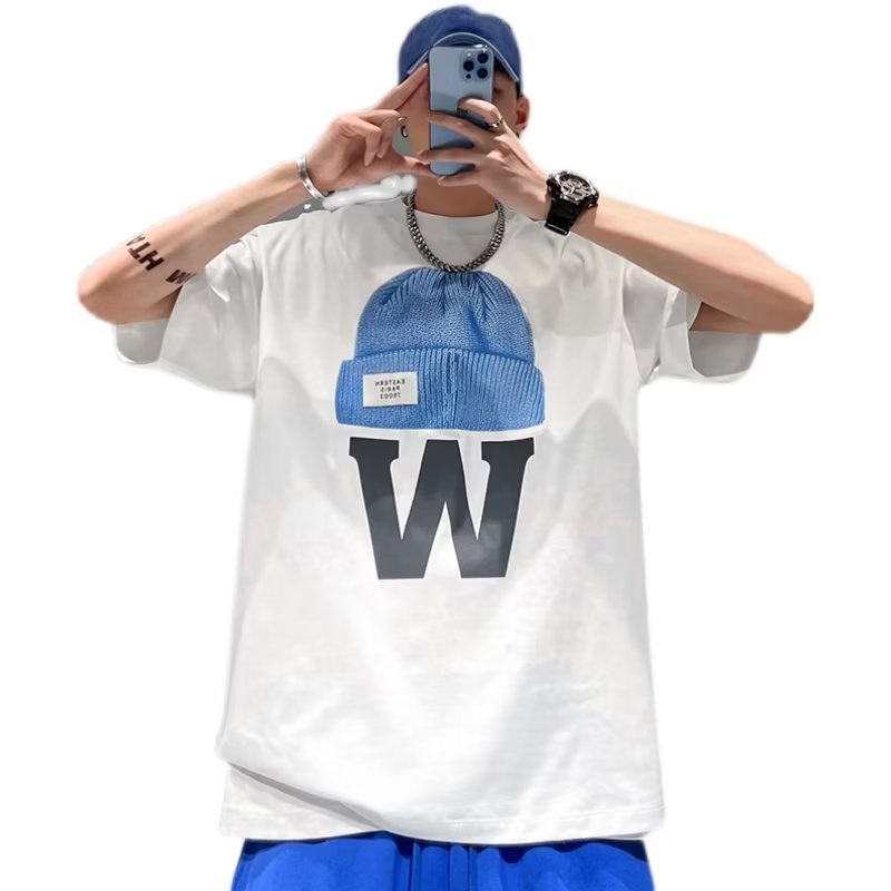 Áo Thun Cổ Tròn In Chữ Phong Cách Hip Hop Đường Phố Hàn Quốc Cá Tính Cho Nam Cỡ M-8XL