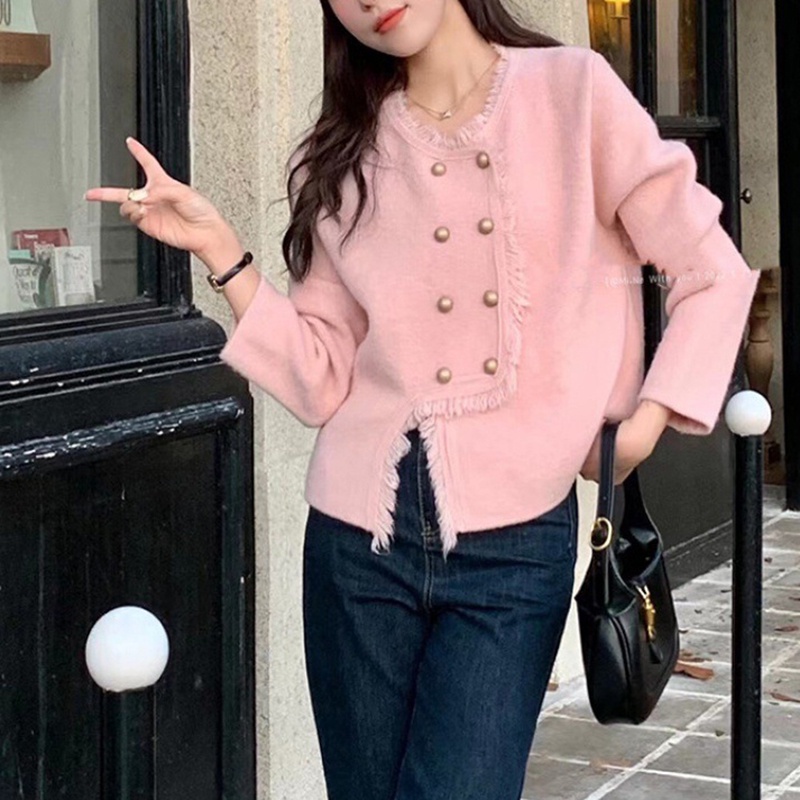 IELGY  Áo Khoác sweater Phối Tua Rua Sáp Mềm Mại Cho Nữ