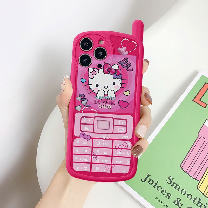 Ốp bảo vệ cam iphone hình điện thoại hello kitty hồng love 6/6splus/7/7plus/8/8plus/x/xs/11/12/13/14/pro/max/plus/promax