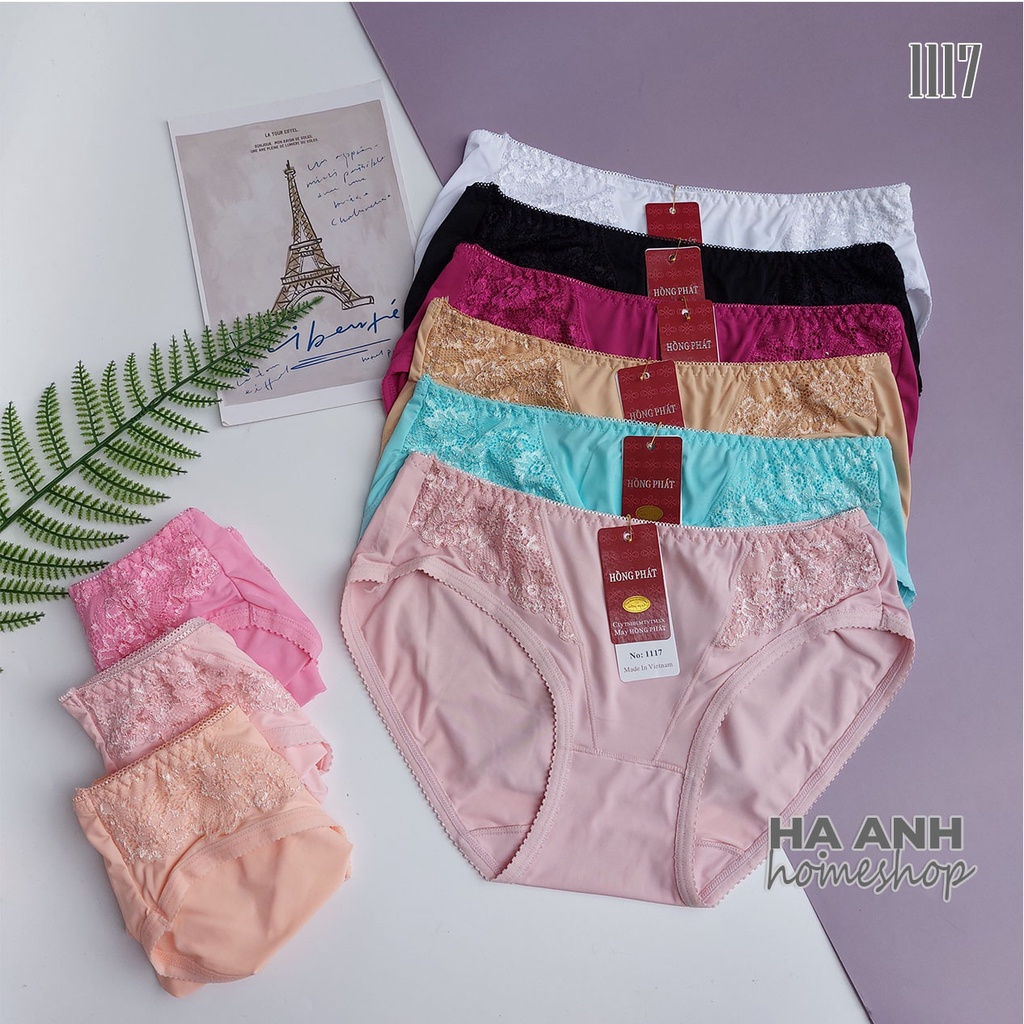 Quần lót thun lạnh phối ren 1117 (60-68kg)
