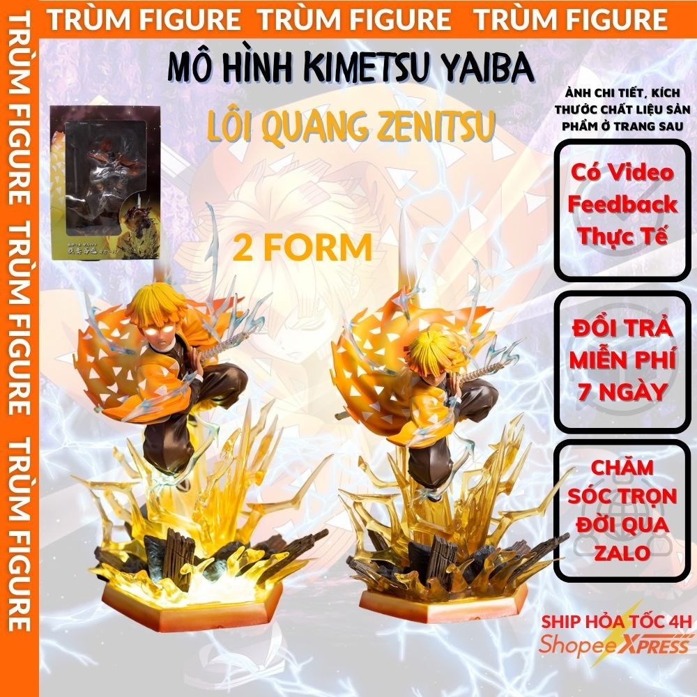 Mô Hình, Figure Kimetsu Tia Sét Zenitsu Có LED Anime, Manga Thanh Gươm Diệt Quỷ - Full Box Trùm Figure
