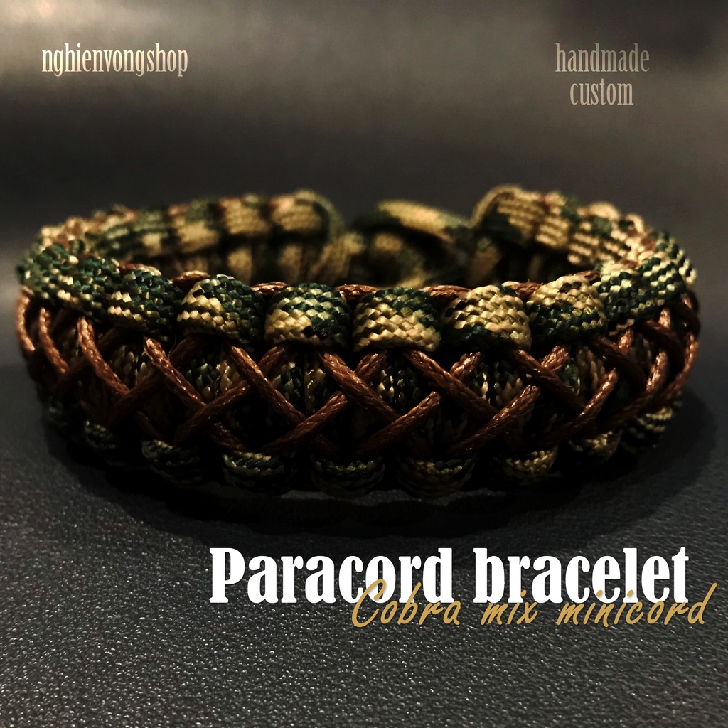 Vòng tay paracord handmade - camo xanh mix minicord nâu