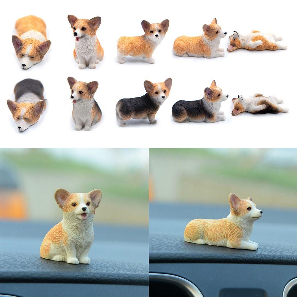 MYRONGVN Chú Chó Corgi Bằng Nhựa Resin Trang Trí Nội Thất Xe Hơi