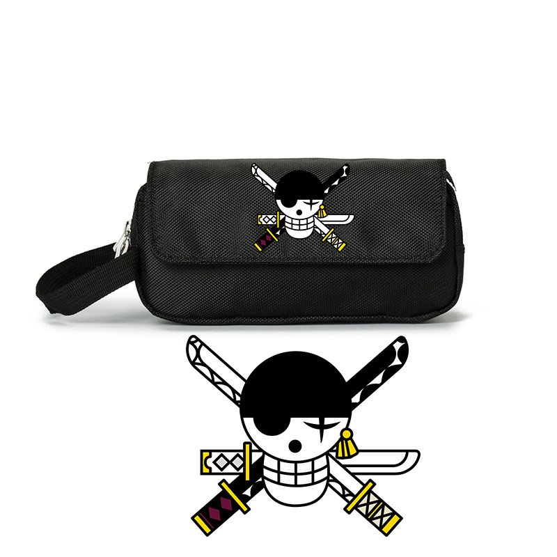 Hộp bút vải canvas IN HÌNH ONE PIECE Đảo Hải Tặc ver LOGO anime chibi đồ dùng học tập xinh xắn